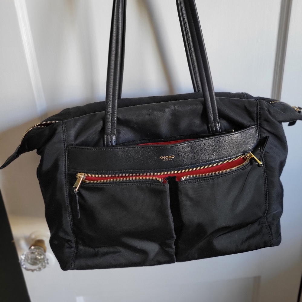 Knomo Black Tote Bag with Gold Accents